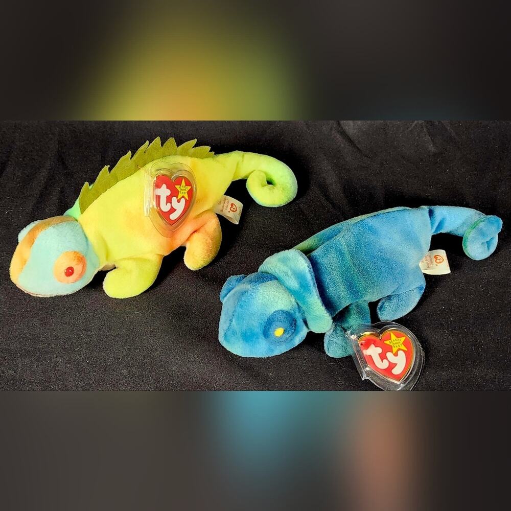 1997 Ty Iggy & Rainbow Error Pair – Fabric Swap – PVC/PE – Mint